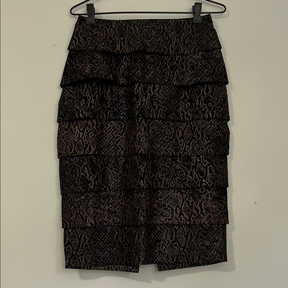 Danier Leather Black Snake Print Skirt